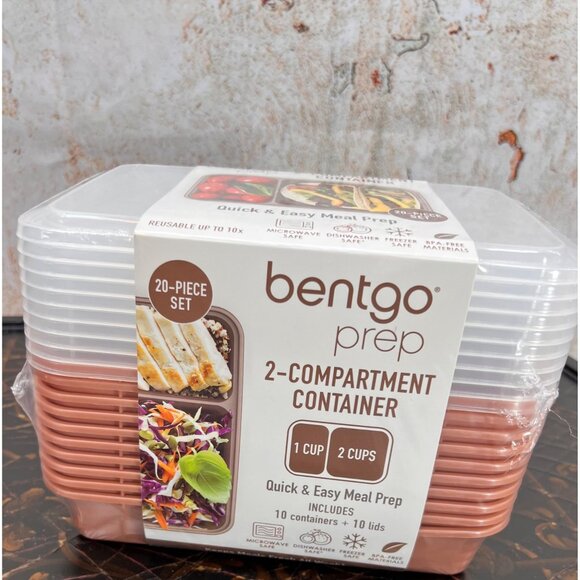 Bentgo Other - Bento Prep 2 Compartment Plastic Containers (10) New, Unused. 1 Cup/2 Cup